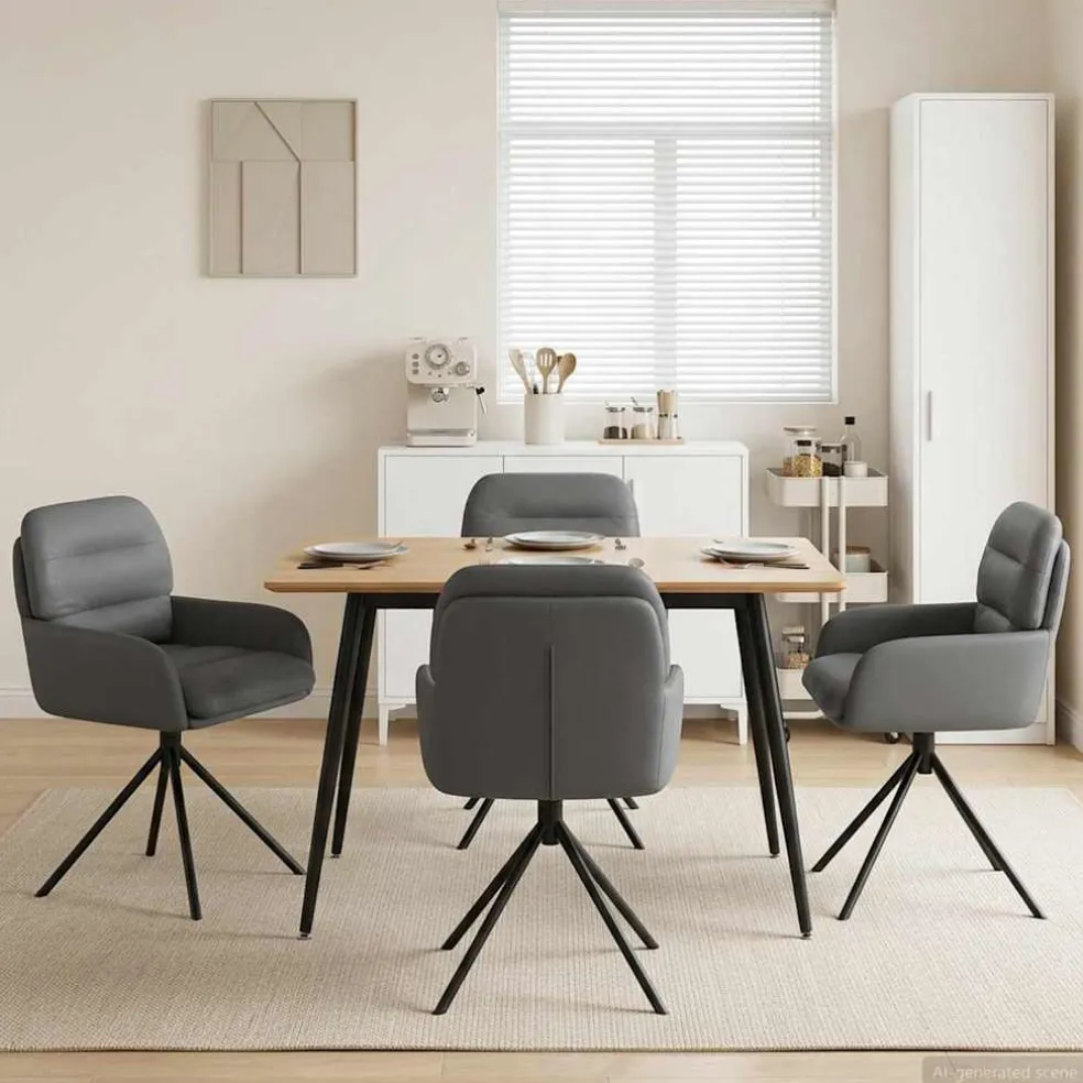 vidaXL Draai Eetstoelen 4 st Kunstleer Grijs 59 x 59,5 x 90 cm