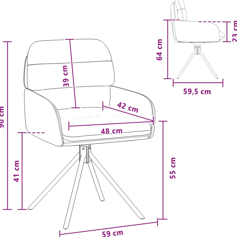 vidaXL Draai Eetstoelen 4 st Kunstleer Grijs 59 x 59,5 x 90 cm