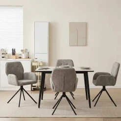 vidaXL Draai Eetstoelen 4 st Nep Suede Leer Lichtgrijs 54 x 55 x 86 cm