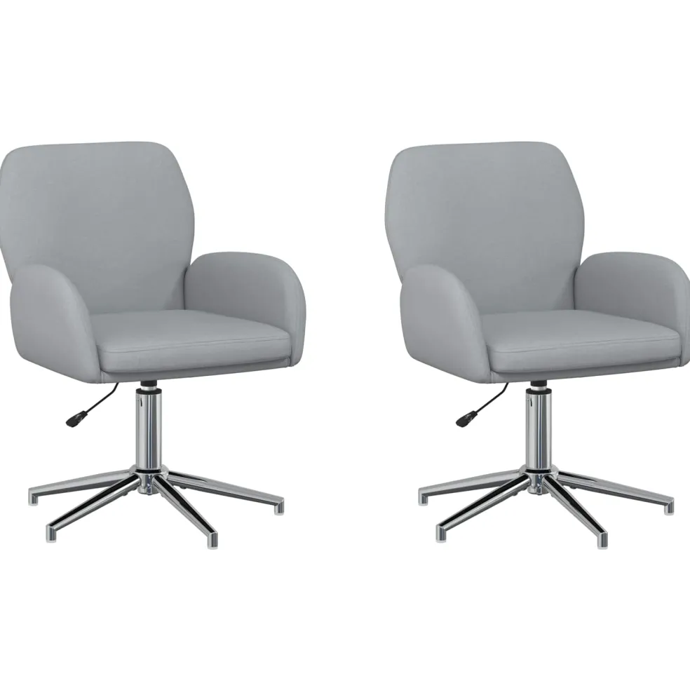 vidaXL Draaiende Bureaustoelen 2 st 54 x 58 x 90 cm Lichtgrijs Stof