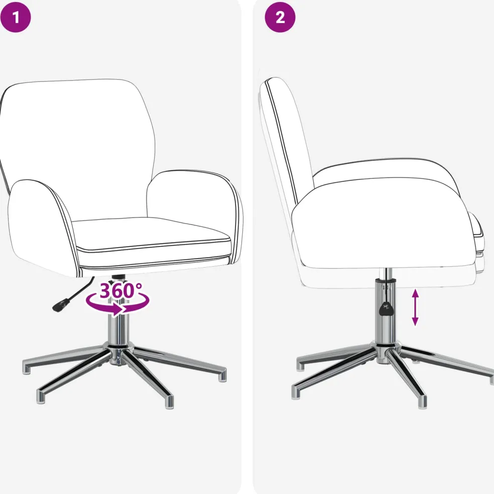 vidaXL Draaiende Bureaustoelen 2 st 54 x 58 x 90 cm Lichtgrijs Stof