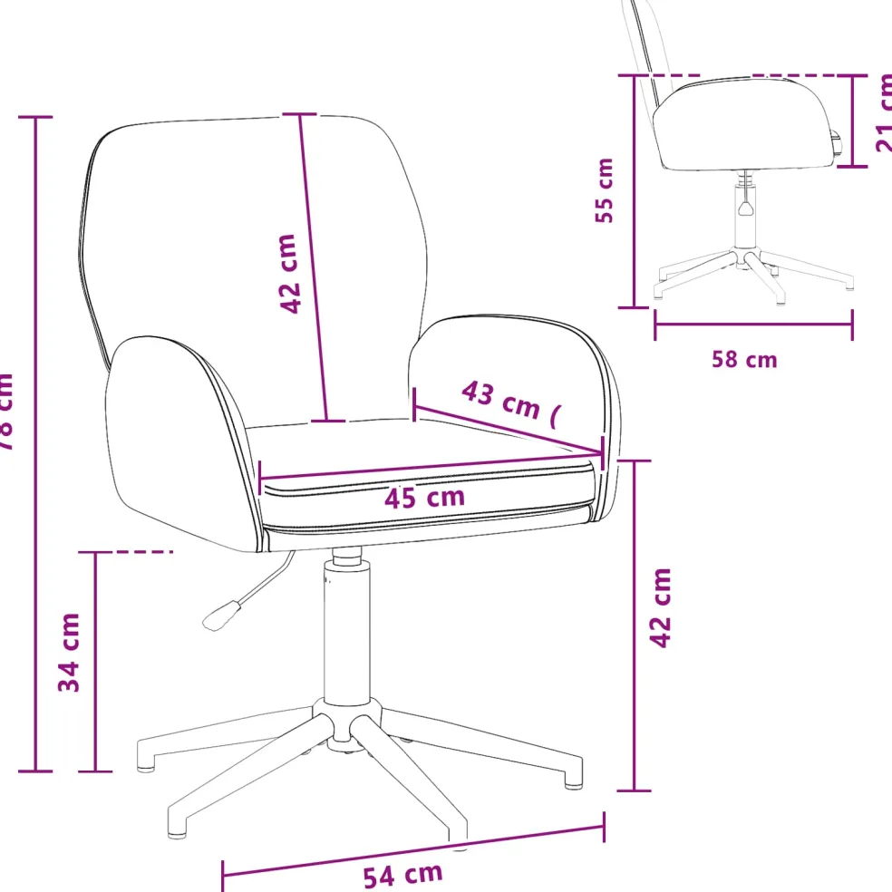 vidaXL Draaiende Bureaustoelen 2 st 54 x 58 x 90 cm Lichtgrijs Stof