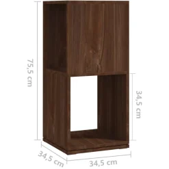 vidaXL Draaikast 34,5x34,5x75,5 cm spaanplaat bruin eikenkleur