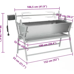 vidaXL Draaispit barbecue ijzer en roestvrij staal