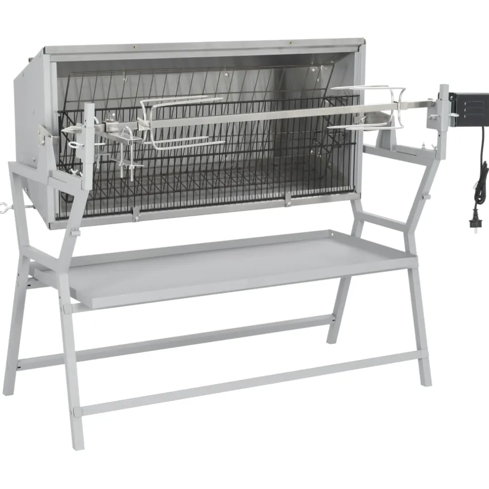 vidaXL Draaispit barbecue ijzer en roestvrij staal