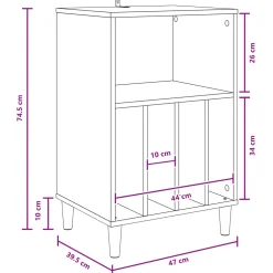 vidaXL Draaitafelstand Gerookt eiken 47 x 39,5 x 74,5 cm Bewerkt hout