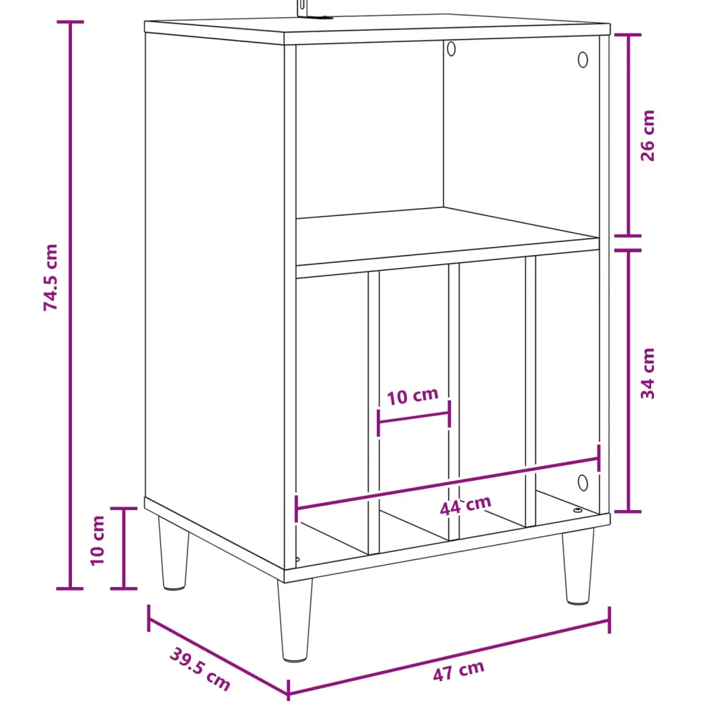 vidaXL Draaitafelstand Sonoma Eiken 47 x 39,5 x 74,5 cm Bewerkt hout
