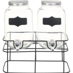 vidaXL Drankdispensers 2 st met standaard 2 x 4 L glas