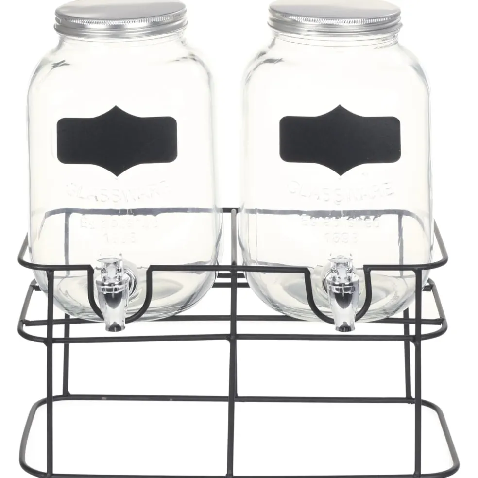 vidaXL Drankdispensers 2 st met standaard 2 x 4 L glas