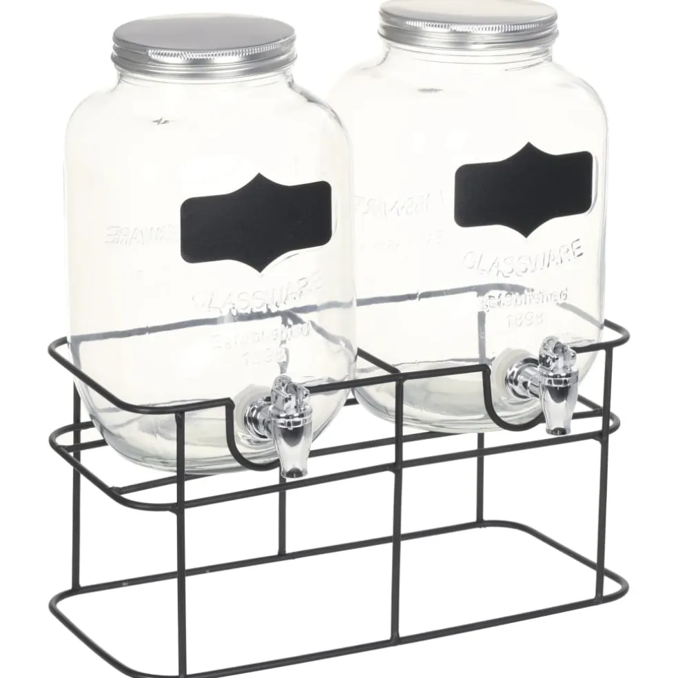 vidaXL Drankdispensers 2 st met standaard 2 x 4 L glas