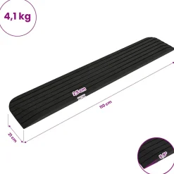 vidaXL Drempelhulp 110x21x2,5 cm rubber