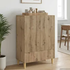 vidaXL Dressoir Artisanaal eiken 66 x 34,5 x 95 cm Bewerkt hout