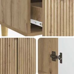 vidaXL Dressoir Artisanaal eiken 66 x 34,5 x 95 cm Bewerkt hout