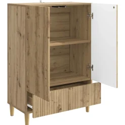 vidaXL Dressoir Artisanaal eiken 66 x 34,5 x 95 cm Bewerkt hout