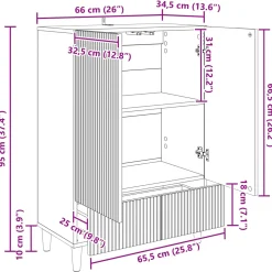 vidaXL Dressoir Artisanaal eiken 66 x 34,5 x 95 cm Bewerkt hout