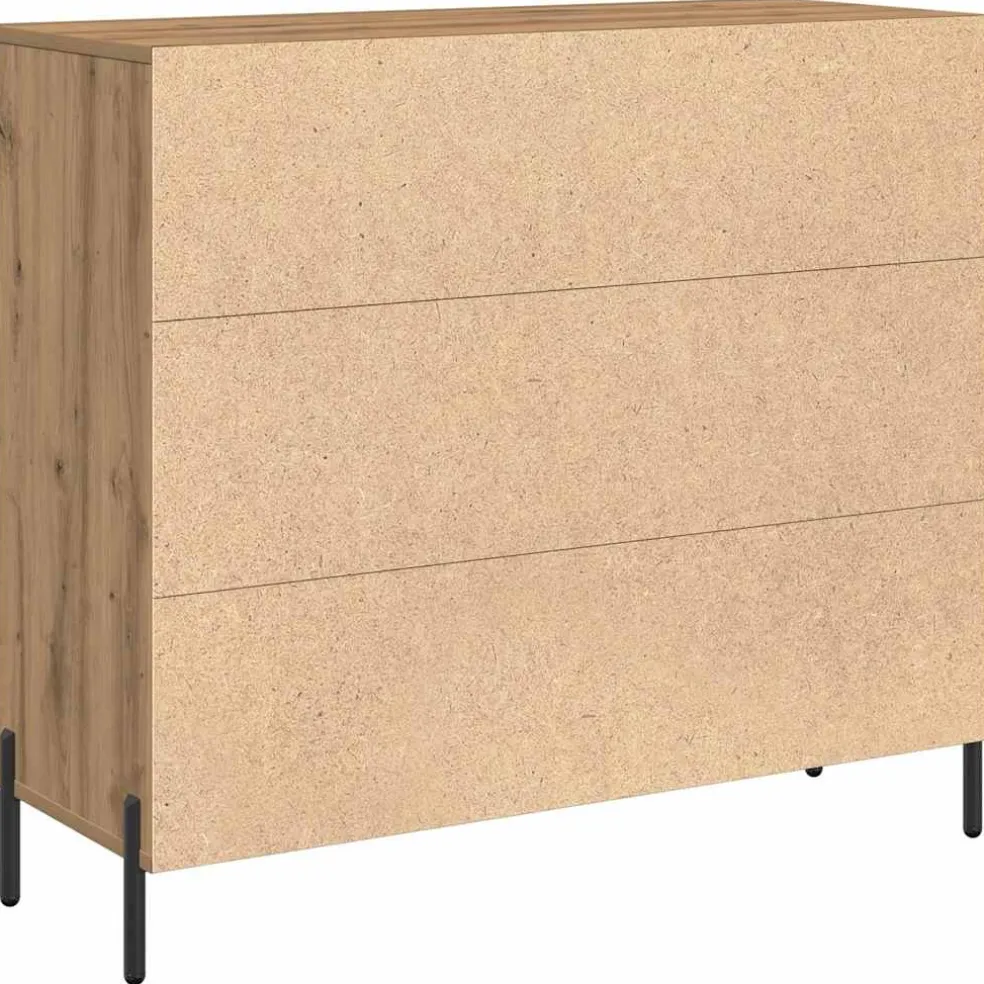 vidaXL Dressoir Artisan Eiken 90 x 34 x 80 cm Bewerkt hout