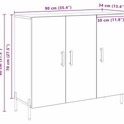 vidaXL Dressoir Artisan Eiken 90 x 34 x 80 cm Bewerkt hout