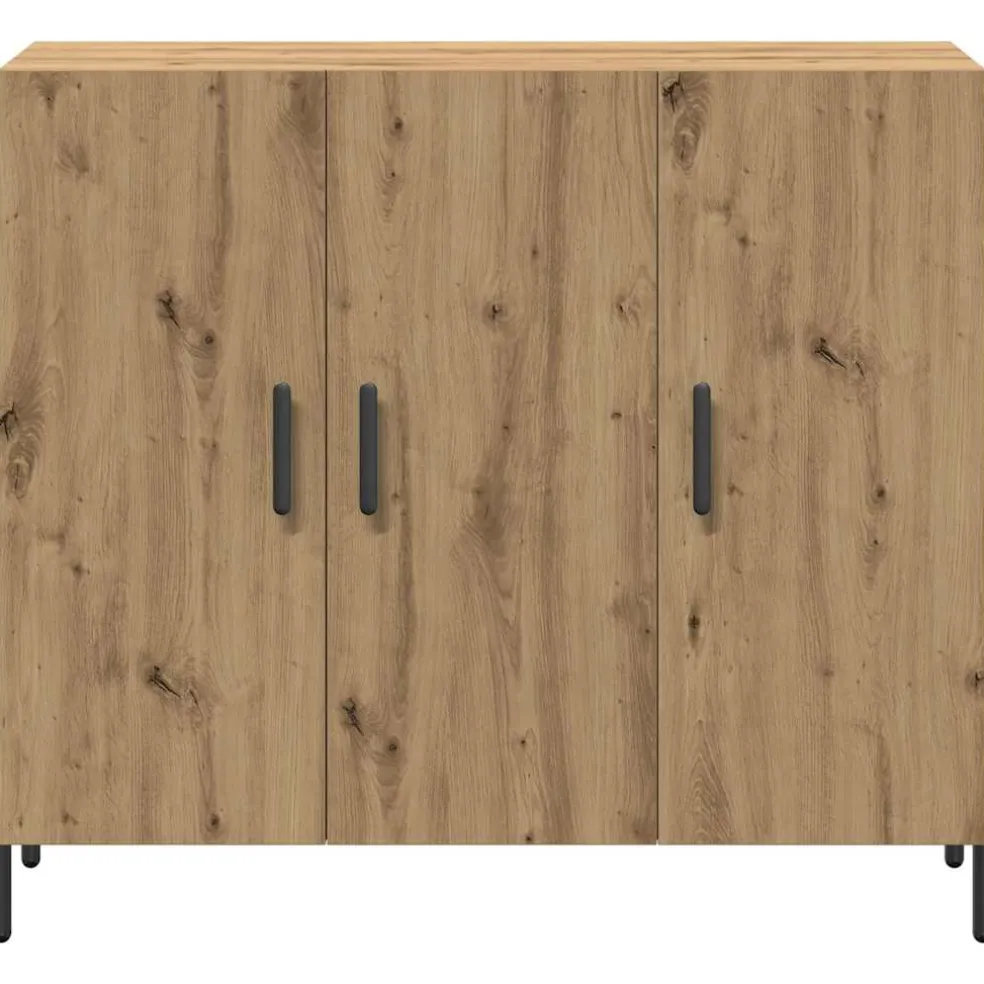 vidaXL Dressoir Artisan Eiken 90 x 34 x 80 cm Bewerkt hout