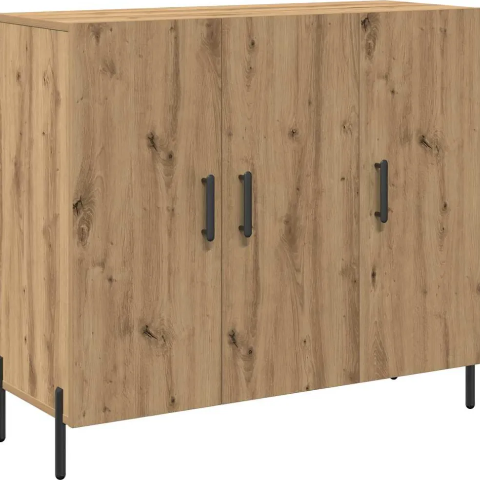 vidaXL Dressoir Artisan Eiken 90 x 34 x 80 cm Bewerkt hout
