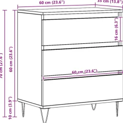 vidaXL Dressoir Artisan Eiken 60 x 35 x 70 cm Bewerkt hout