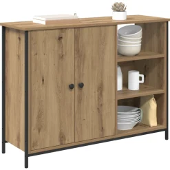 vidaXL Dressoir Artisan Eiken 100 x 33 x 75 cm Bewerkt hout
