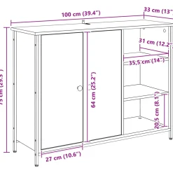 vidaXL Dressoir Artisan Eiken 100 x 33 x 75 cm Bewerkt hout