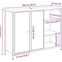 vidaXL Dressoir Artisan Eiken 100 x 33 x 75 cm Bewerkt hout
