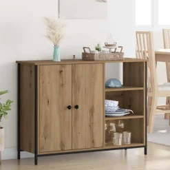 vidaXL Dressoir Artisan Eiken 100 x 33 x 75 cm Bewerkt hout
