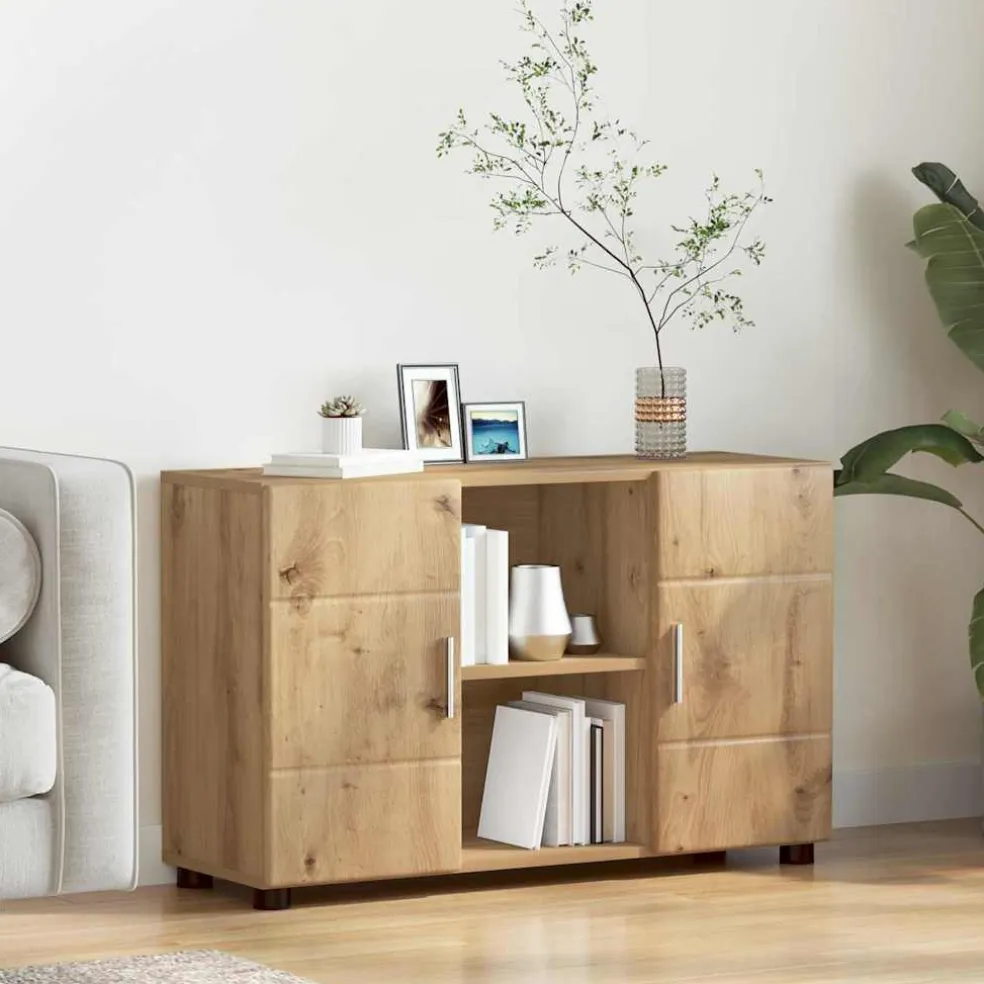 vidaXL Dressoir FLORIN 88,5 x 30,5 x 55,5 cm Artisan Eiken
