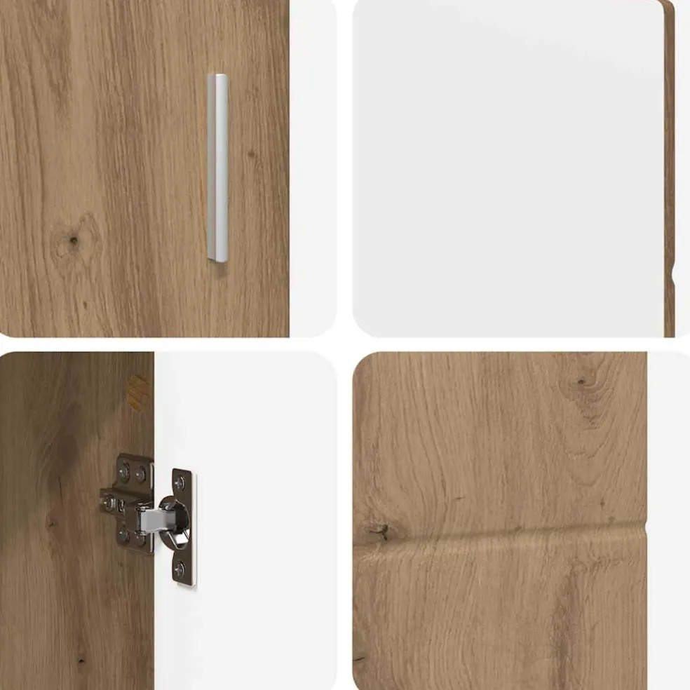 vidaXL Dressoir FLORIN 88,5 x 30,5 x 55,5 cm Artisan Eiken