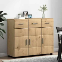 vidaXL Dressoir FLORIN 88,5 x 30,5 x 73 cm Artisan Eiken Bewerkt hout