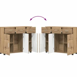 vidaXL Dressoir FLORIN 88,5 x 30,5 x 73 cm Artisan Eiken Bewerkt hout