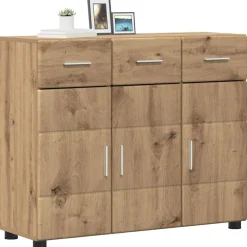 vidaXL Dressoir FLORIN 88,5 x 30,5 x 73 cm Artisan Eiken Bewerkt hout