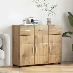 vidaXL Dressoir FLORIN 88,5 x 30,5 x 73 cm Artisan Eiken Bewerkt hout