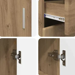 vidaXL Dressoir FLORIN 88,5 x 30,5 x 73 cm Artisan Eiken Bewerkt hout