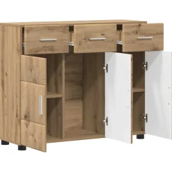 vidaXL Dressoir FLORIN 88,5 x 30,5 x 73 cm Artisan Eiken Bewerkt hout