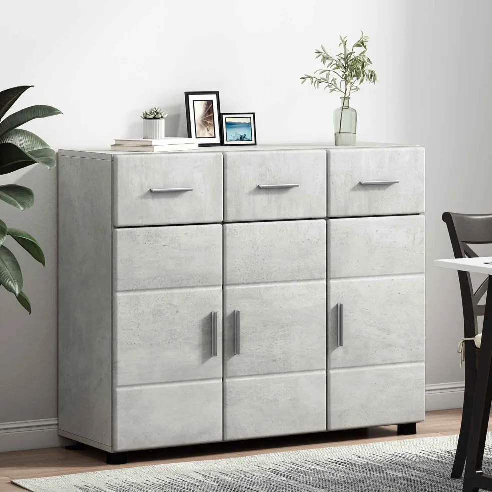 vidaXL Dressoir FLORIN 88,5 x 30,5 x 73 cm Beton Grijs Bewerkt hout