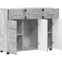 vidaXL Dressoir FLORIN 88,5 x 30,5 x 73 cm Beton Grijs Bewerkt hout