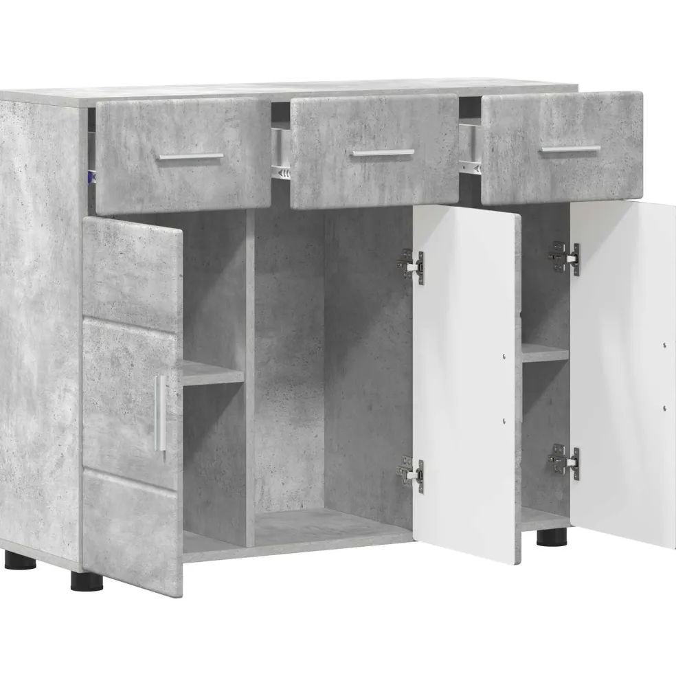 vidaXL Dressoir FLORIN 88,5 x 30,5 x 73 cm Beton Grijs Bewerkt hout