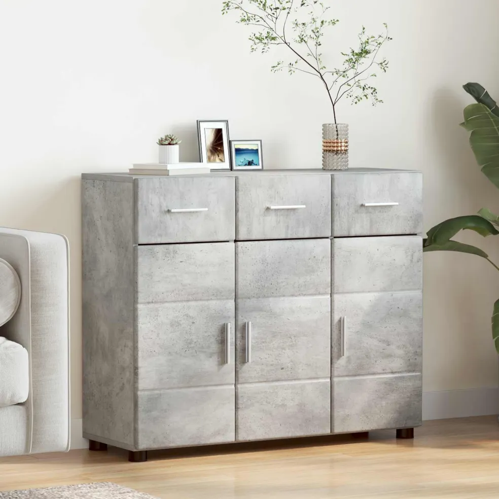 vidaXL Dressoir FLORIN 88,5 x 30,5 x 73 cm Beton Grijs Bewerkt hout