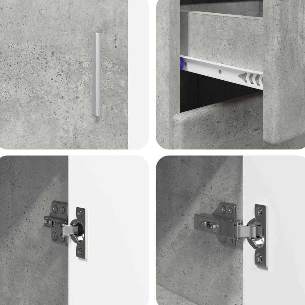 vidaXL Dressoir FLORIN 88,5 x 30,5 x 73 cm Beton Grijs Bewerkt hout