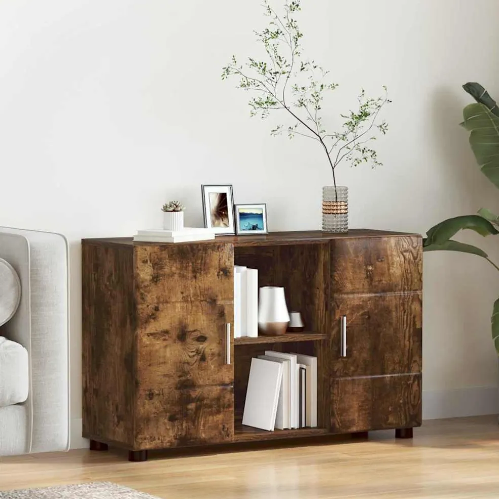 vidaXL Dressoir FLORIN 88,5 x 30,5 x 55,5 cm Gerookt eiken