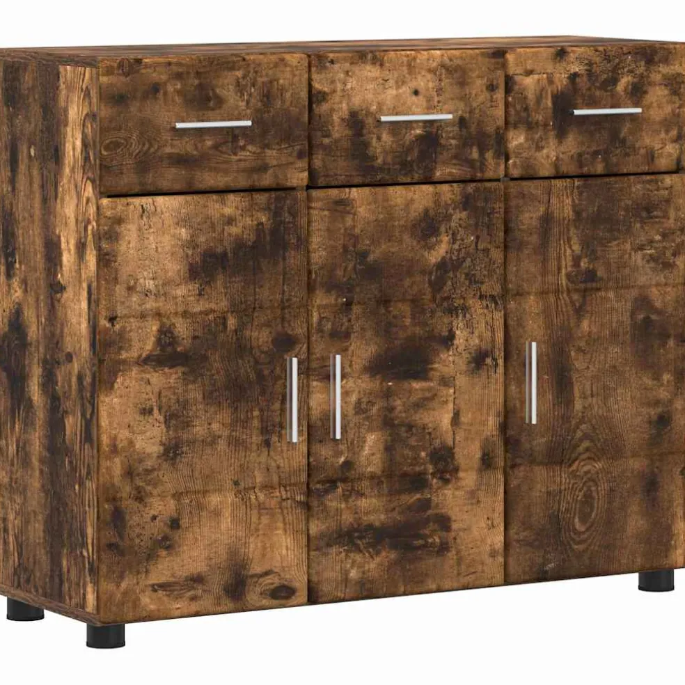 vidaXL Dressoir FLORIN 88,5 x 30,5 x 73 cm Gerookt eiken Bewerkt hout
