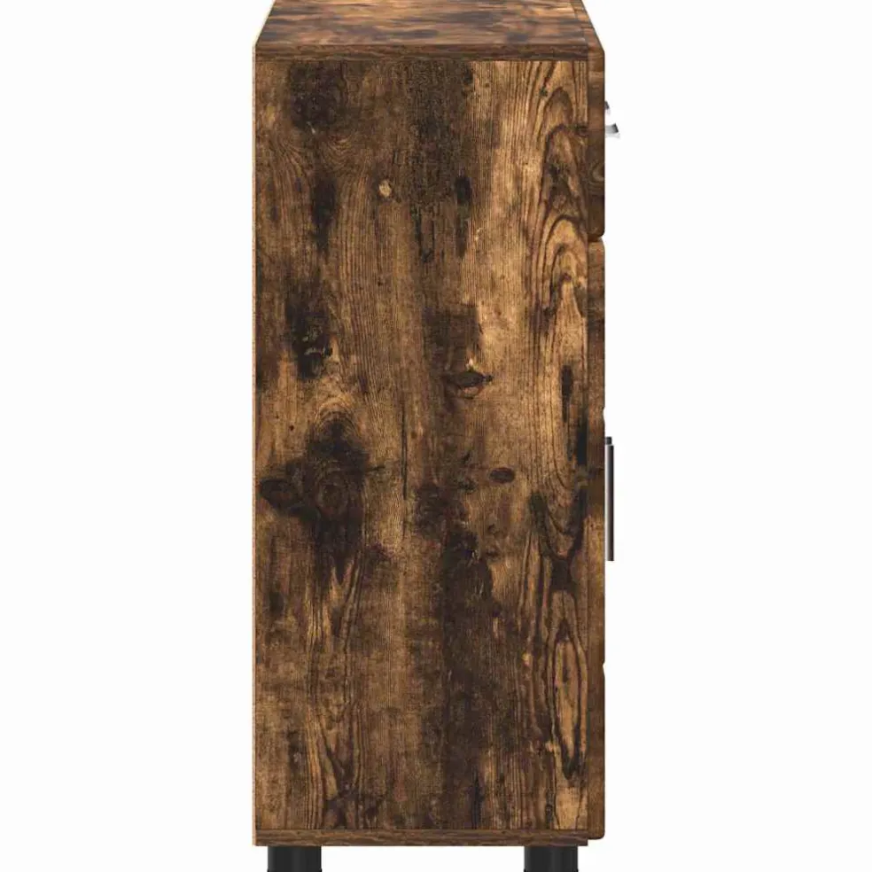 vidaXL Dressoir FLORIN 88,5 x 30,5 x 73 cm Gerookt eiken Bewerkt hout