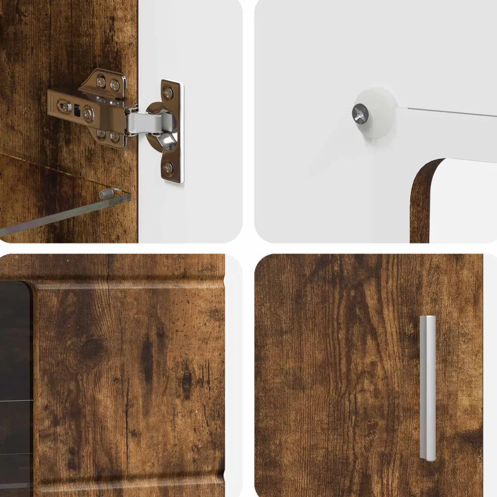 vidaXL Dressoir FLORIN 55,5 x 29 x 100 cm Gerookt eiken Bewerkt hout