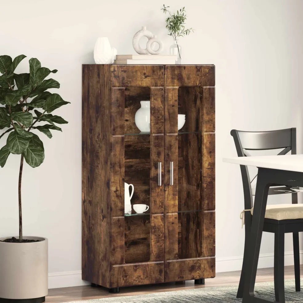 vidaXL Dressoir FLORIN 55,5 x 29 x 100 cm Gerookt eiken Bewerkt hout
