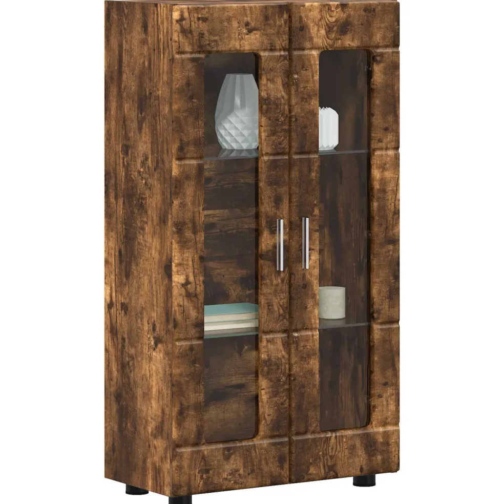 vidaXL Dressoir FLORIN 55,5 x 29 x 100 cm Gerookt eiken Bewerkt hout