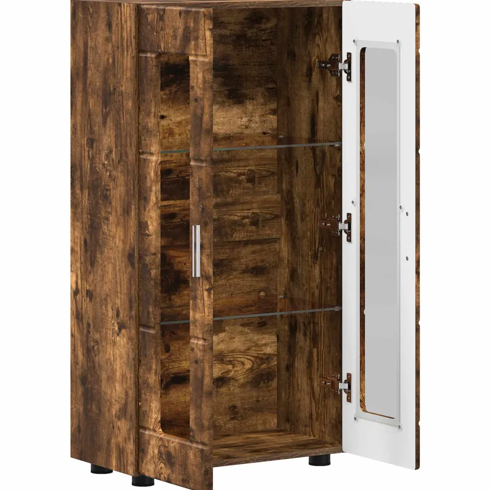 vidaXL Dressoir FLORIN 55,5 x 29 x 100 cm Gerookt eiken Bewerkt hout