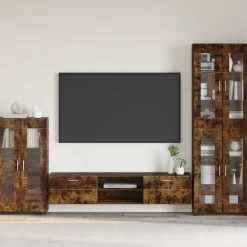 vidaXL Dressoir FLORIN 55,5 x 29 x 100 cm Gerookt eiken Bewerkt hout