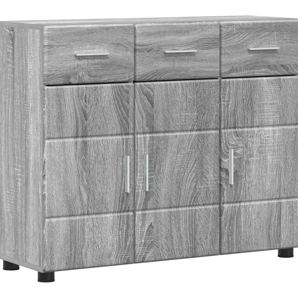 vidaXL Dressoir FLORIN 88,5 x 30,5 x 73 cm Grijs Sonoma Bewerkt hout
